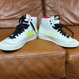 Nike White and Neon High-Top Sneakers
